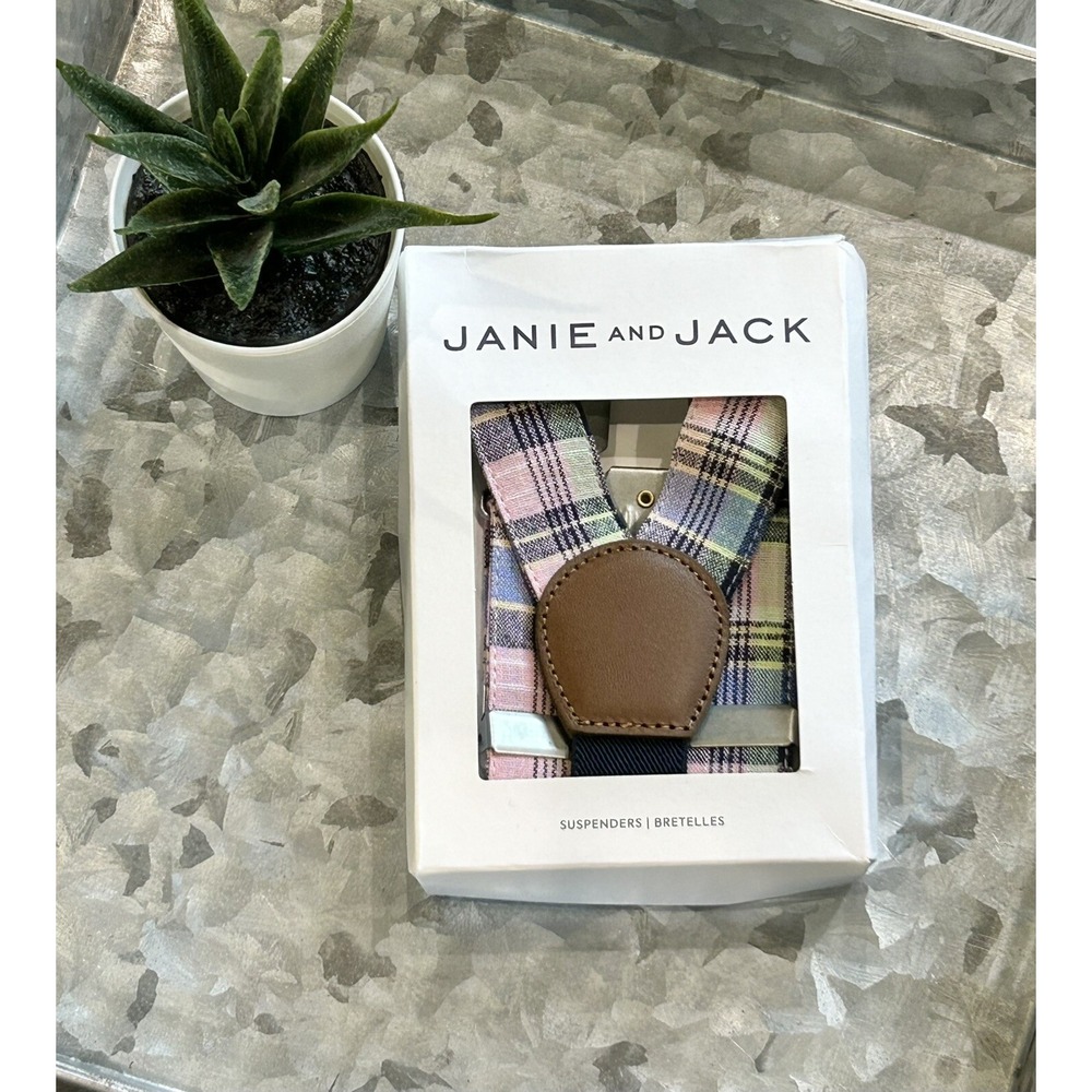 Janie and Jack Baby Boy Plaid Pastel‎ Easter Spring Summer Suspenders Size 12-24